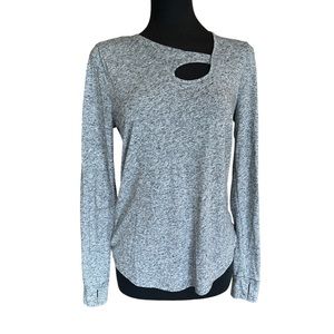 SWEATY BETTY Long Sleeve Tee Thumbholes Keyhole Heather Grey Women’s Medium